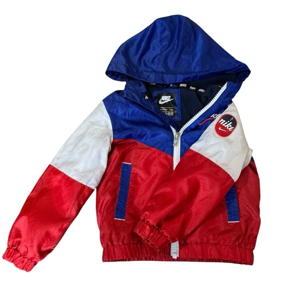 Nike Toddler Red White & Blue Color Block Hooded Fleece Lined Jacket Size 2T - Picture 10 of 10